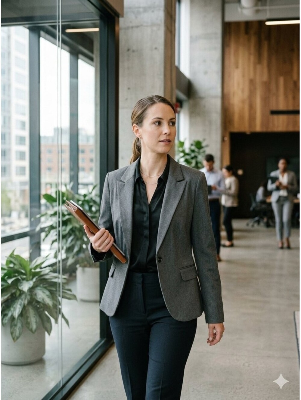 Express Design Studio Blazer Jacket 10 Gray Heather Tailored Stretch Suit Career